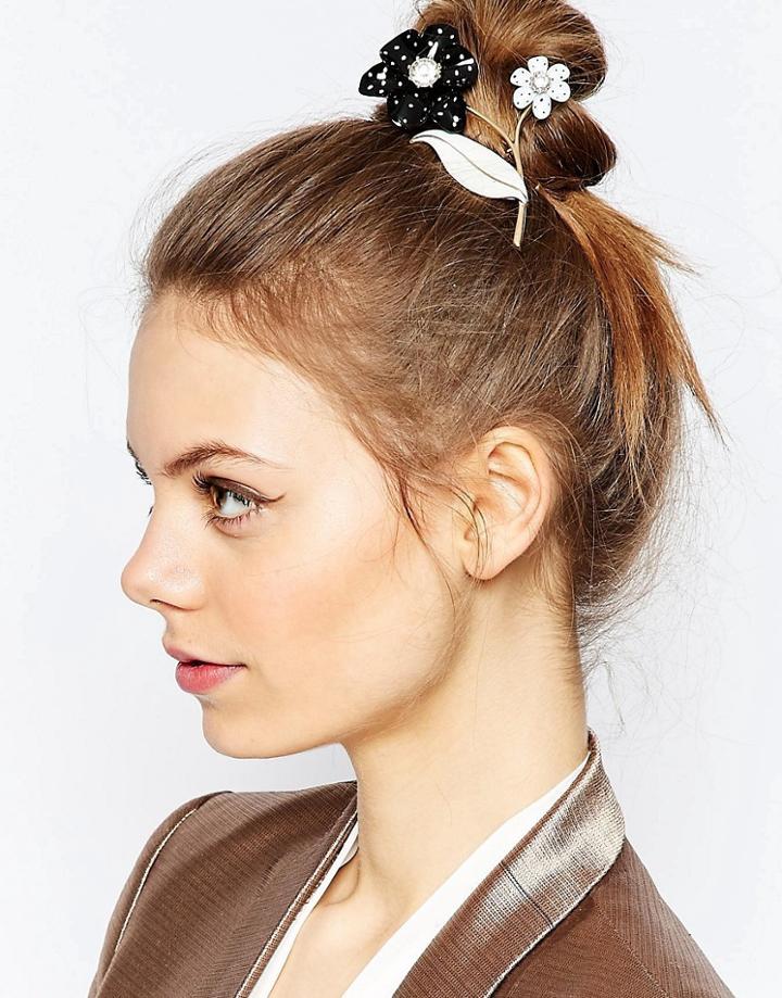 Asos Flower Hair & Body Brooch - Black