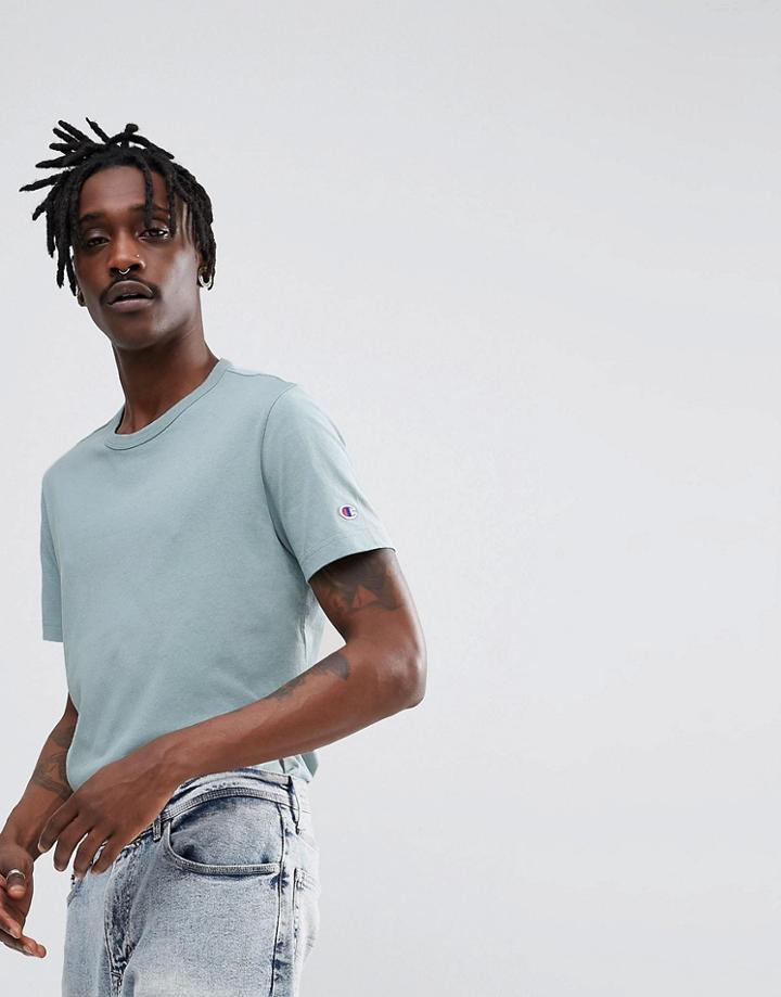 Champion T-shirt With Small Logo In Blue - Blue