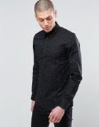 Minimum Slim Fit Random Dot Formal Shirt - Black