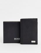 Boss Crosstown Leather Bi-fold Card Holder In Black