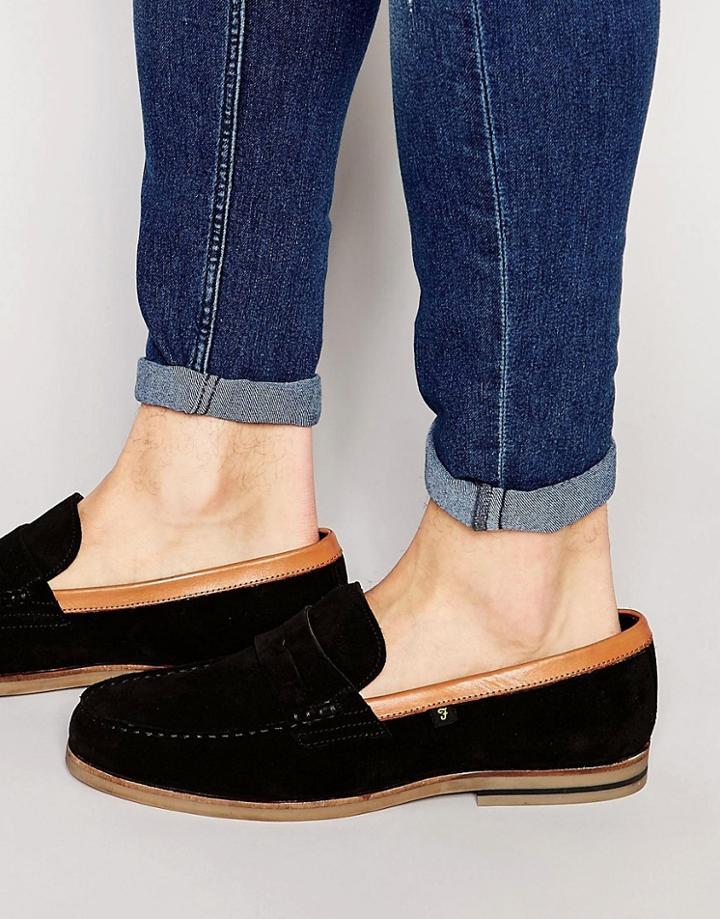 Farah Sterling Suede Loafers - Black