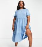Influence Plus Tiered Midi Dress In Chambray-neutral