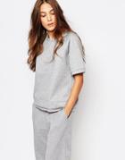 Pull & Bear Double Layer Oversized Scuba Top - Gray