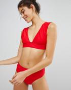 Missguided Mix & Match Super Plunge Bikini Top - Red