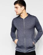 Asos Lightweight Jersey Muscle Zip-up Hoodie In Navy - Navy