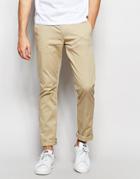 Selected Homme Slim Fit Chinos With Italian Leather Belt - Sand