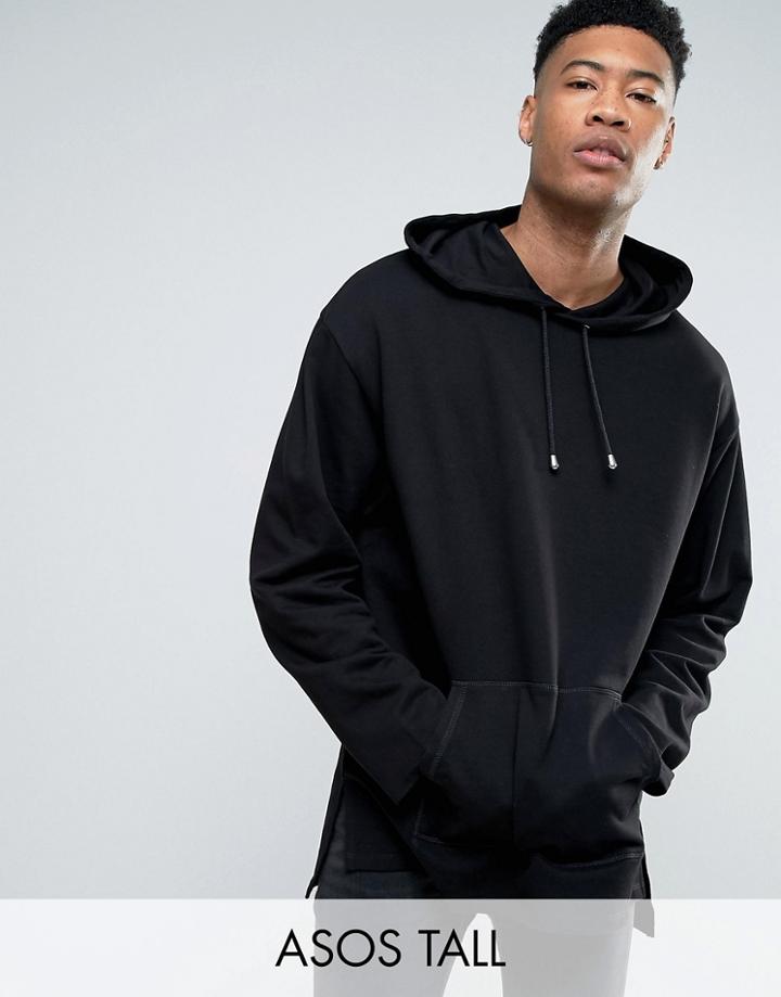 Asos Tall Oversized Longline Hoodie - Black