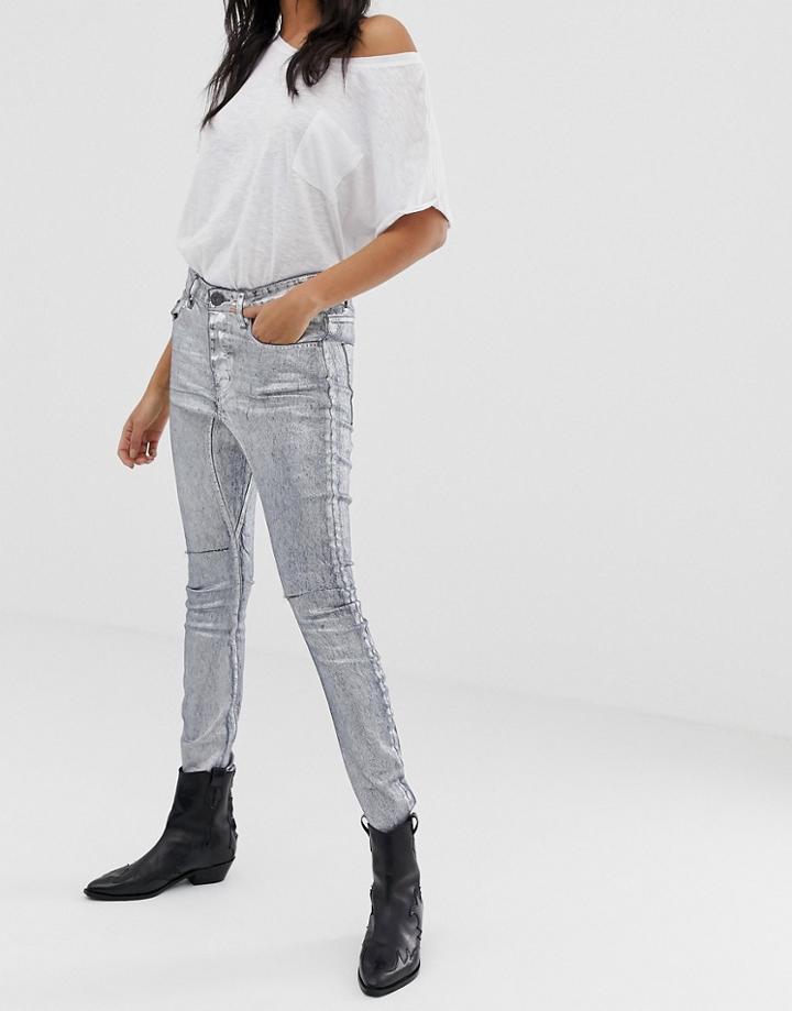 One Teaspoon Kidds Metallic Skinny Jeans - Gray