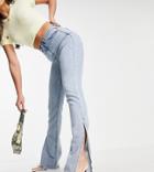 Missguided Tall Wrath Jean With Extreme Split In Blue-blues