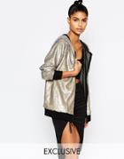 Story Of Lola Oversized Hoodie In Sequin - Pewter