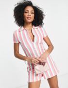Peppermayo Button Through Romper In Vintage Stripe-multi