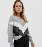 Vero Moda Petite Chevron Color Block Sweater - Multi