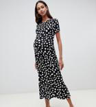 Asos Design Maternity Maxi Tea Dress In Polka Dot - Multi