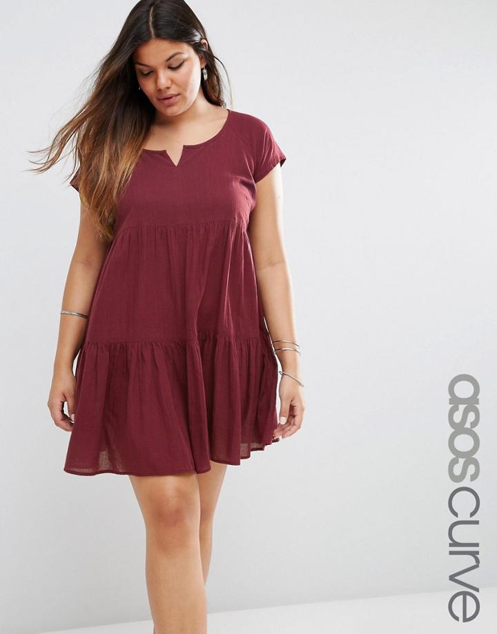 Asos Curve Tiered Smock Beach Dress - Purple