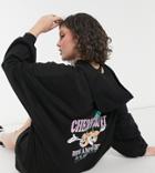 Asos Design Curve Mini Sweatshirt Hoodie Dress In Black With Cherry Sweet Logo