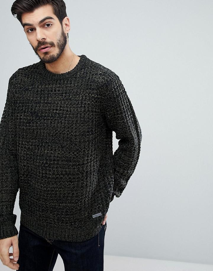 Brave Soul Color Twist Crew Neck Sweater - Green