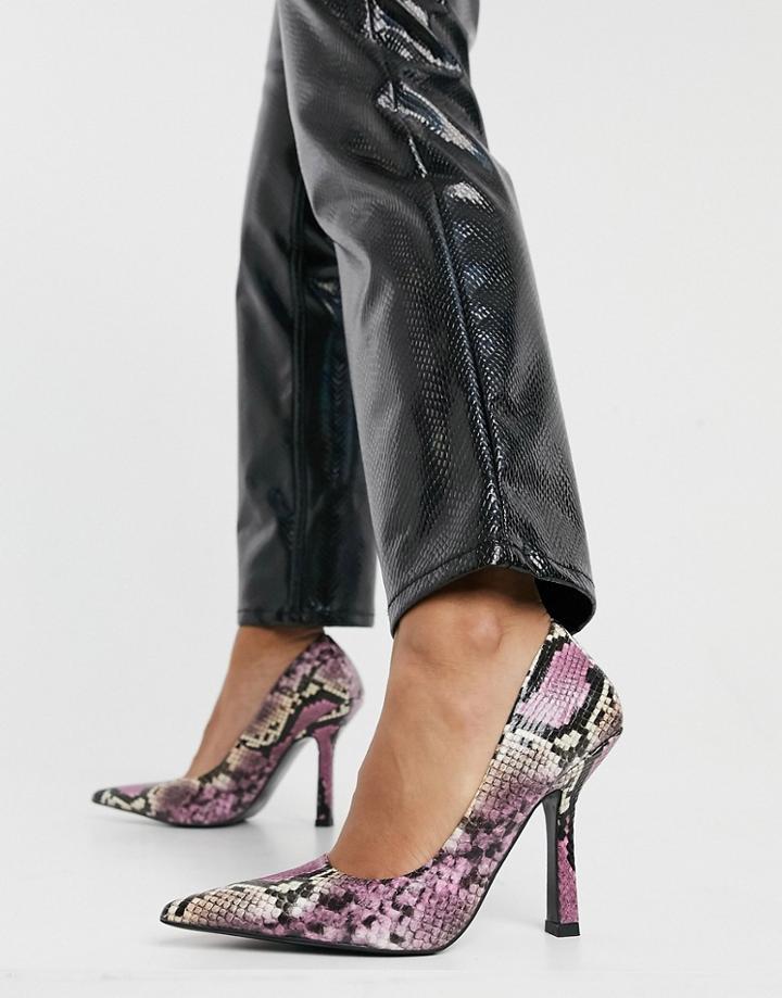 Asos Design Primary Square Back Pumps In Multi Snake