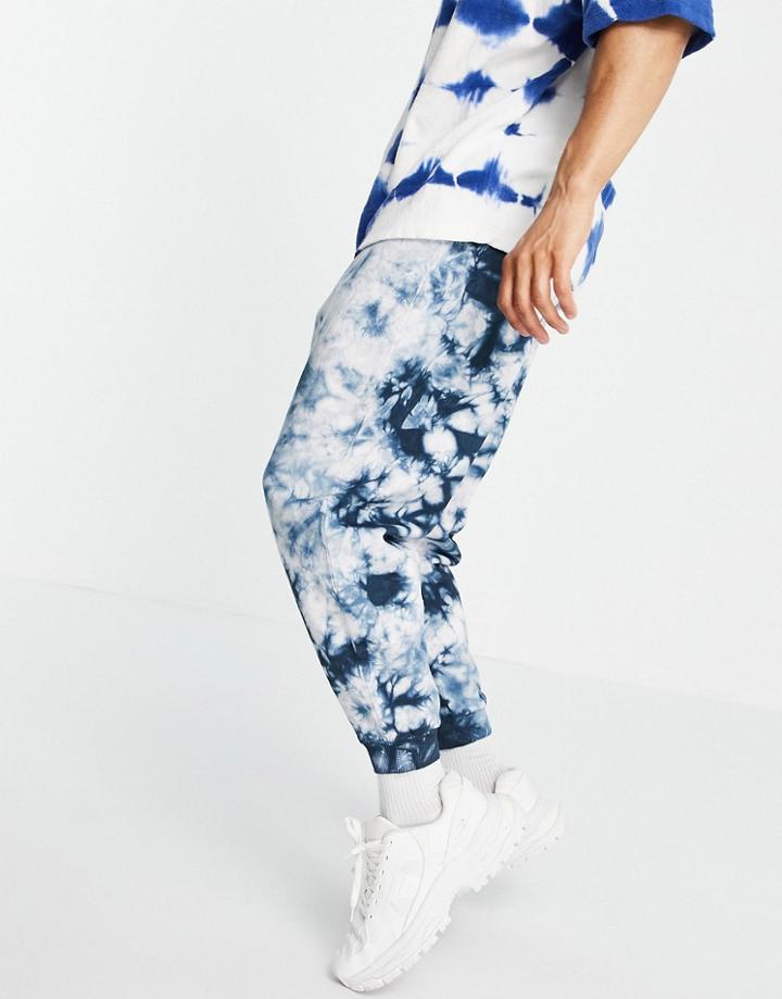 Asos Design Oversized Sweatpants In Blue Tie Dye-blues