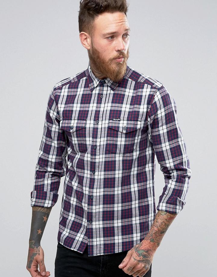 Wrangler Two Pocket Flap Shirt - Navy