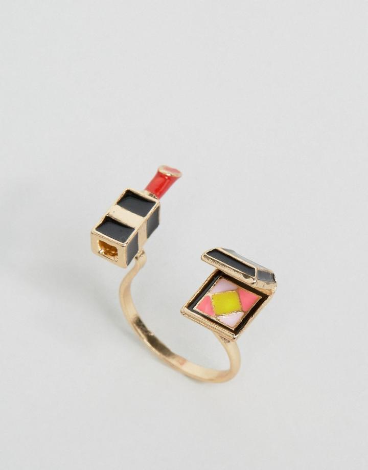 Asos Lipstick & Compact Open Ring - Multi