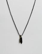 Icon Brand Double Feather Necklace In Black - Black