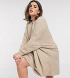 Asos Design Curve Oversize Mini Sweat Dress In Camel-neutral