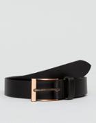 Peter Werth Leather Belt In Black With Rose Buckle - Black