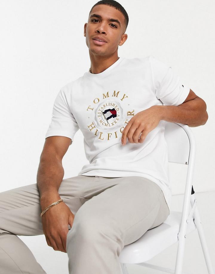 Tommy Hilfiger Icon Coin Logo Embroidery T-shirt In White