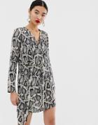 River Island Swing Dress In Snake Print-gray