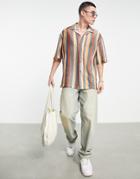 Topman Crochet Knit Shirt In Multicolor Stripe