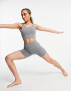 South Beach Yoga Seamless Shorts In Gray Heather-grey