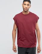 Asos Super Oversized T-shirt In Textured Fabric In Burgundy - Burgundy