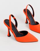 Asos Design Pitcher Sling Back Heels In Neon Orange