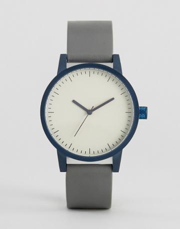 Swco Kent Leather Watch In Gray 38mm - Gray