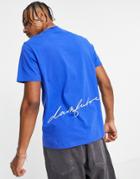 Asos Dark Future Short Sleeved T-shirt With Logo Back Print In Bright Blue-blues