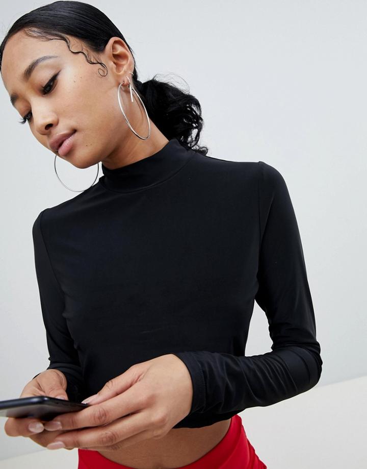 Fashionkilla High Neck Crop Top - Black