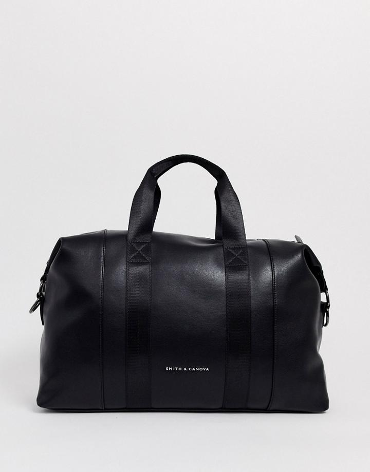 Smith & Canova Leather Carryall In Black