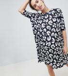 Asos Design Maternity T-shirt Dress In Mono Abstract Leopard Print - Multi