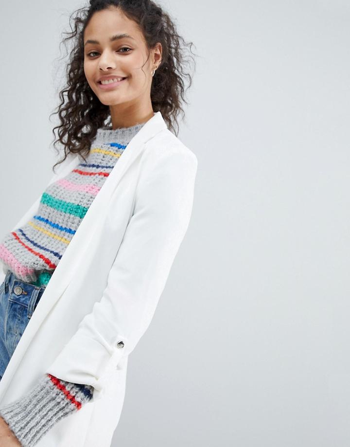 Bershka Longline Blazer - White