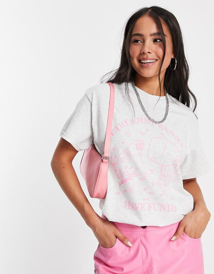Skinnydip X Spongebob Mr Krabs Oversized T-shirt In Gray-grey