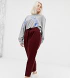 Asos Design Curve Woven Peg Pants With Obi Tie - Red