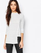 Daisy Street Asymetric Stripe Top - Cream Stripe