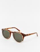 Han Kjobenhavn Timeless Clip-on Round Sunglasses In Amber Tort - Tort