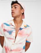 Topman Blurred Floral Print Shirt In White
