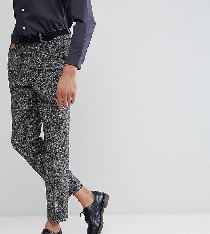 Asos Tall Drop Crotch Tapered Smart Pants In Charcoal Texture - Gray