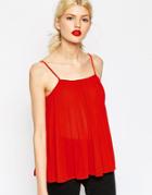 Asos Pleated Swing Cami Top - Red