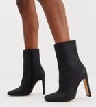 Missguided Square Toe Faux Suede Ankle Boot In Black Snake - Gray