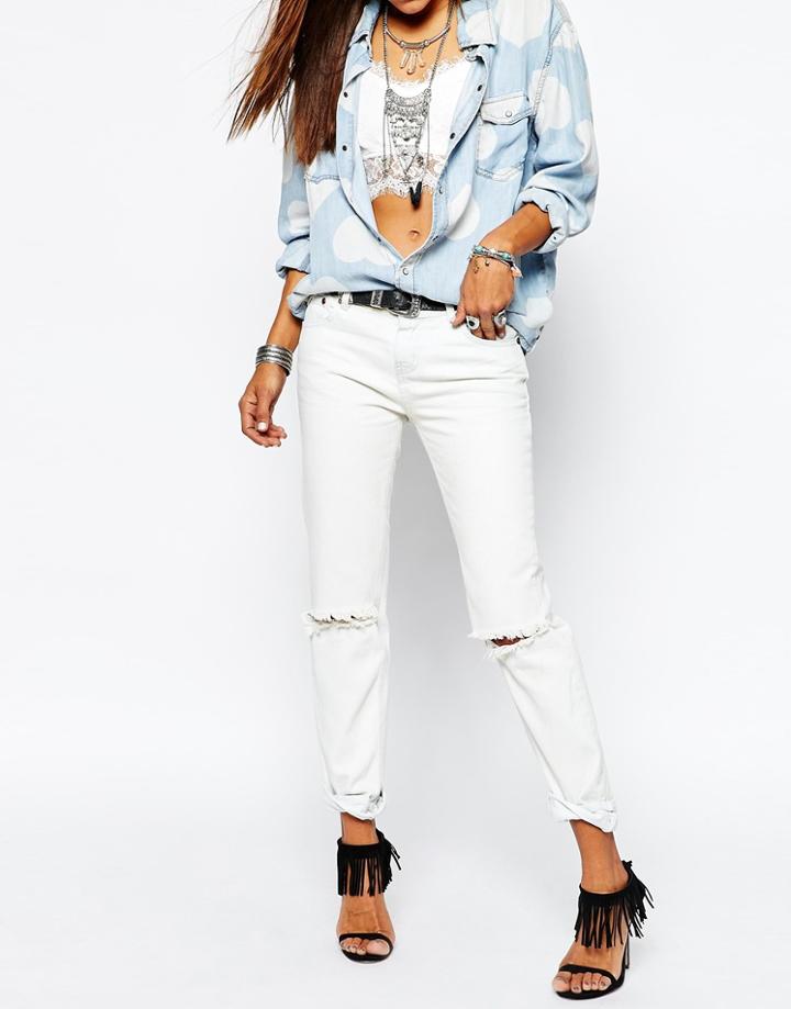 One Teaspoon Awesome Baggies Distressed Jeans In Off White - Le Cr Me