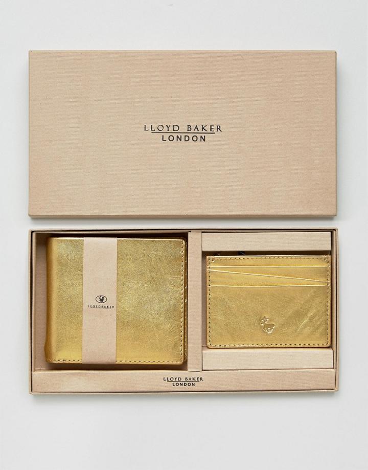 Lloyd Baker Metallic Leather Wallet And Card Holder Set - Gold