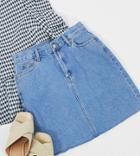 Dr Denim Tall Mallory Denim Skirt In Mid Blue Wash-blues